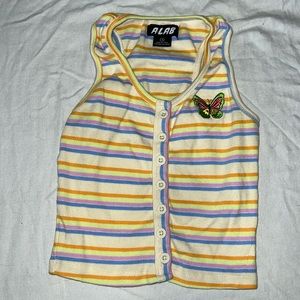 A*Lab cropped stripped top with butterfly embroidery size S